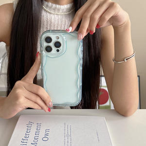 Étui Minimaliste à Motif Ondulé pour iPhone 16 Pro Max, Étui de Protection Transparent en Résine de Couleur Unie Antichoc pour iPhone 15 - Product Image 3