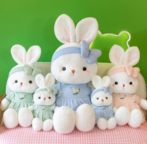 Conejitos de Peluche al por Mayor con <span class=keywords><strong>Vestidos</strong></span> Florales, Figuras de Conejos de Dibujos Animados, Almohadas Relajantes para Niños, Regalos de Cumpleaños - Product Image 6