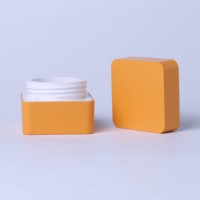 Pots cosmétiques carrés en plastique jaune avec couvercles à vis pour colle à ongles, gel UV, lotion et crème - Tailles 5g/10g/15g/30g/50g