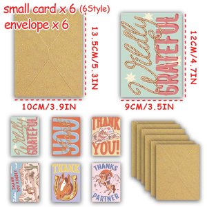 Cartes de remerciement en gros pour petites entreprises, style rétro cowboy, notes personnalisées avec enveloppes pour la reconnaissance client, les achats - Product Image 1