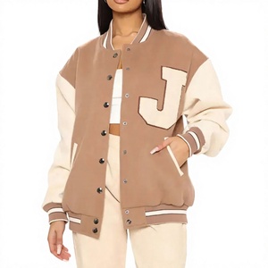 Chaqueta Universitaria de Lana Varsity 2026 de Primera Calidad al por Mayor para Mujer, Chaqueta Bomber de Cuero Transpirable de Alta Calidad - Product Image 1