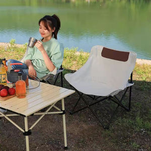 كرسي حديقة قابل للطي بإطار حديدي وقماش أكسفورد محمول للاسترخاء مع مسند ظهر على شكل هلال للشاطئ مع تغليف بالجملة - Product Image 4