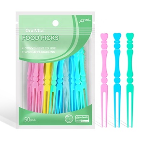 Fourchettes à fruits en plastique durables pour enfants, avec logo, pour mini-gâteaux, collations, banquets, apéritifs et desserts, motif dessin animé Torune - Product Image 1