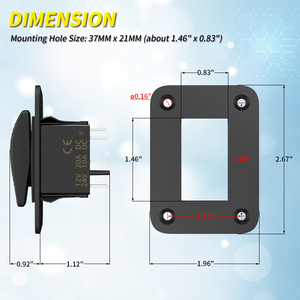 Panneau de commande de pompe de cale manuelle 3 voies 12V 20A pour bateau et marine, étanche IP65, avec interrupteur à bascule SPDT marche/arrêt/marche et double LED - Product Image 2