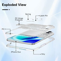 Pour Apple 18 Fold iPhone Duo Glitter Bling Bling Étui de téléphone portable transparent Coque arrière rigide