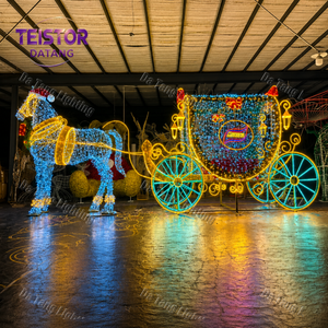 Décoration lumineuse de Noël en forme de calèche de cheval grandeur nature pour les terrains de villégiature, les zones commerciales et les attractions de vacances - Product Image 5