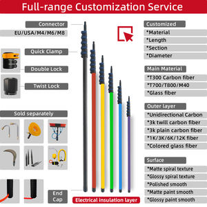 Pértiga telescópica <span class=keywords><strong>de</strong></span> fibra <span class=keywords><strong>de</strong></span> carbono 3K antirrotación personalizada, 100% fibra <span class=keywords><strong>de</strong></span> carbono, para limpieza <span class=keywords><strong>de</strong></span> ventanas con alimentación <span class=keywords><strong>de</strong></span> agua y bloqueo <span class=keywords><strong>de</strong></span> abrazadera - Product Image 3