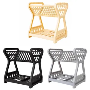 Kitchen Double-layer Plastic Drain Dish Rack Storage Organizer Durable Multifunctional - Product Image 4