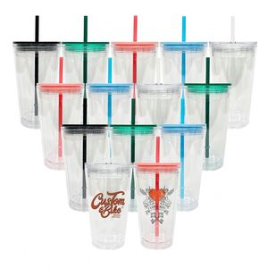 16oz 24oz <b>Double</b> <b>Wall</b> Snow Globe Glitter Plastic Acrylic Cup Iced Coffee Tumbler with Predrilled Hole Handle - Product Image 1
