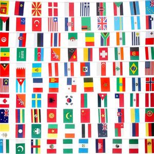 Bannière de drapeaux de 100 <span class=keywords><strong>pays</strong></span> personnalisée, durable, imperméable, en polyester, pour décoration de fête mondiale, clubs sportifs, grande ouverture - Product Image 1