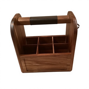 Traditional and Stylish Design Cutlery Holder Made Wooden Rectangular Shape 6 Compartments Holder <b>Caddy</b> For Hotel & Restaurants - Product Image 1