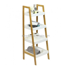 Vente chaude décoration blanc 4 niveaux affichage bambou bois plantes support extérieur intérieur échelle étagère - Product Image 2