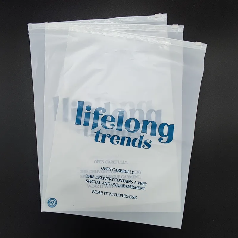 Logo Custom Frosted Zip Lock Bag Clothing Plastic Bags For Packaging T-Shirt/Swimsuits Frosty Zipper Bag Cloth