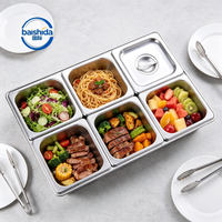 GN 1/6 Bac Gastronorm Rectangulaire en Acier Inoxydable Argenté avec Couvercle, Compatible Lave-Vaisselle, Léger, Grande Capacité, Retour à l'École