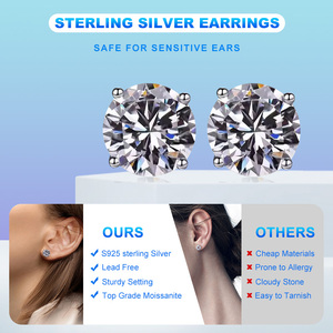 Boucles d'oreilles en moissanite 0,5 carat en argent sterling 925, sans nickel, étanches, avec diamants GRA, vente en gros d'usine - Product Image 4