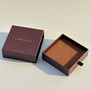 Dark brown pull-out jewelry storage box for wholesale gold-embossed simple <b>ring</b> bracelet and figurine gift packaging box - Product Image 4