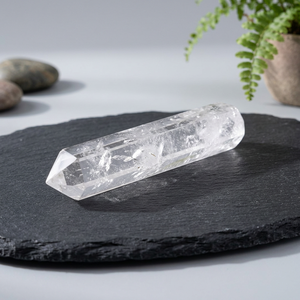 Faceted Crystal Quartz Pencil Shape Natural Clear Semi-Precious Stone Healing Massage Gemstone Craft Material 4-6 Inch Handmade - Product Image 1