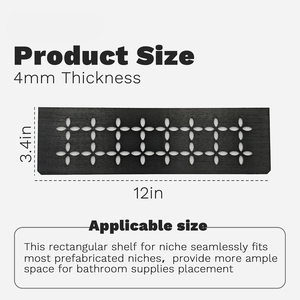 Mensola per Doccia in Alluminio Spazzolato Nero, Mensola Rettangolare per <span class=keywords><strong>Bagno</strong></span> con Design Floreale, Adatta per Nicchie Prefabbricate in Piastrelle - Product Image 2