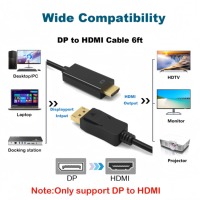 Cable Adaptador DP a HDTV Nuevo con Protección OTP Chapado en Oro de 4K HD 30Hz para PC, Laptop y TV, 1.8m