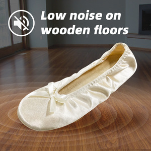 Nuevas Zapatillas de Ballet <span class=keywords><strong>Plegables</strong></span> con Plantilla de Rizo, Tela Satén, Desechables, Estilo Ballet Japonés, Suela de Piel de Cerdo, Zapatillas de Ballet para el Hogar - Product Image 4