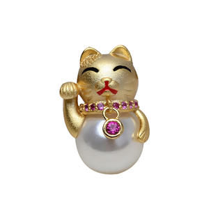 จี้เงินแท้ S925 รูปแมวนำโชค Wenchi พร้อมฐานไข่มุก 10 มม. สำหรับทำเครื่องประดับ DIY รุ่น 13694 - Product Image 5