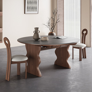 Mesa de Comedor Telescópica Ajustable de Madera Maciza Vintage, Convertible para <span class=keywords><strong>Restaurante</strong></span>, 8 Plazas, Estilo Americano Moderno y Sencillo para Oficina en Casa - Product Image 1