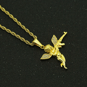 Collar de Moda con Colgante de Ángel en Aleación Estilo Hiphop, Cadena de Acero Inoxidable, Joyería Masculina al por Mayor - Product Image 1