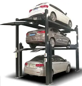 Smart Parking System 4 Post Triple Stacker Car Parking Lift With High Quality For Sale 3 Cars Storage Car Lift