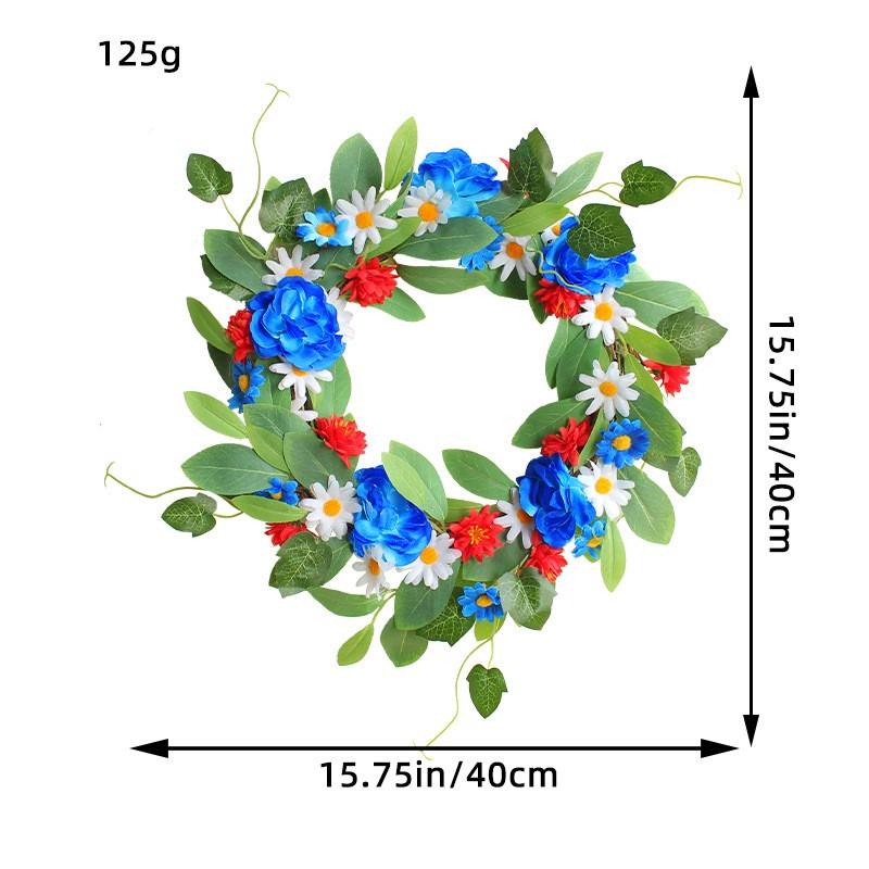 40cm Red and Blue Flower Wreath