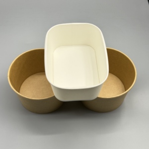 Bol à salade en papier kraft biodégradable, directement de l'usine, laminé PE PLA, OEM ODM, pour contenants alimentaires à emporter chauds ou froids - Product Image 1