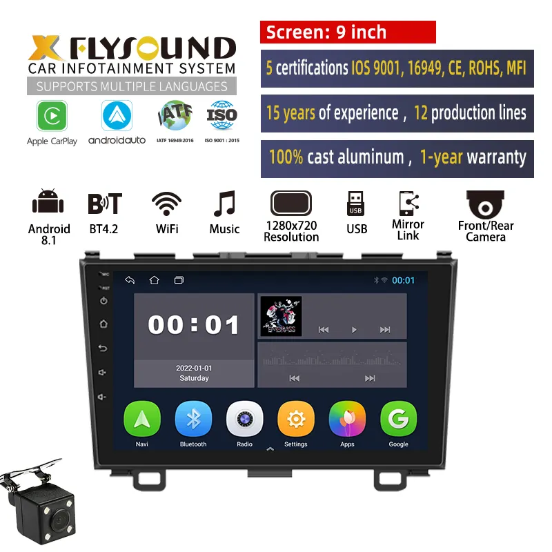 Suitable for Japanese model CRV RE3 RE4 OEM/ODM Services 2 Din 9 Inch 1+16GB car radio android best quality