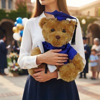 Ours en peluche personnalisé en coton PP rembourré de polyester avec chapeau et toge bleus pour la remise des diplômes