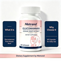 Metrand Glucomannane Extrait de racine de Konjac 60 Capsules Complément alimentaire en fibres pour la gestion du poids et la santé digestive