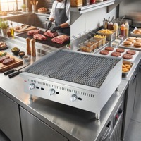 Peralatan Dapur Komersial OUTE 36''  Panggangan Batu Lava Gas Stainless Steel  Charbroiler BBQ Grill Dengan Rak Terpasang