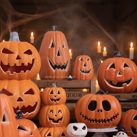 Lumière LED Tête de Citrouille d'Halloween Effrayante, Décoration Lumineuse en Plastique Marque JM pour Maison, Fête, Jardin, Extérieur, Décoration Horripilante