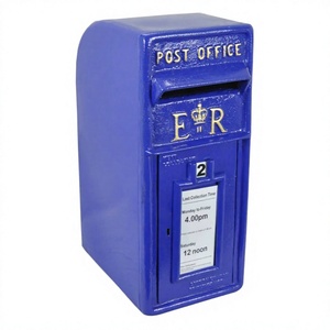 Boîte aux lettres en fonte ER bleue, artisanale, pour exposition en rue, boîte aux lettres en métal finition bleue, porte-lettres unique pour usage public - Product Image 1
