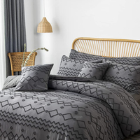 Ensemble de literie en polyester 100% pour usage domestique, housse de coussin, motifs géométriques rayés, housses de couette