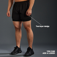 JIEJIN Short de gym personnalisé 2 en 1 pour homme, séchage rapide, musculation, musculation, course à pied, avec poche arrière