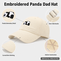 Gorra de Béisbol Bordada Cream Panda Dad Hat, Ajustable, Casual, para Exteriores, Unisex, Seis Paneles, OEM, Venta al Por Mayor
