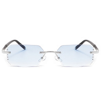 Lunettes anti-lumière bleue, verres teintés, monture carrée sans bordure avec strass, lunettes de lecture, monture en métal