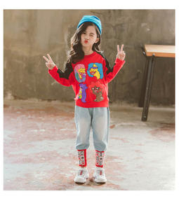 Ropa Infantil al por Mayor: Jeans de Niña con Diseño de Ángeles, Nueva Tendencia de Moda, Camisetas de Marca con Detalles en Bambú - Product Image 2