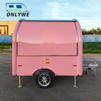ONLYWE Remorque de restauration rose personnalisée, camion de restauration, remorque de concession à essieu unique avec fenêtre de service pour glaces, café et snacks