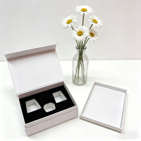 Boîte à cosmétiques en carton blanc de qualité supérieure, aimantée, avec logo personnalisé, boîte en papier rigide, éponge, emballage cadeau élégant