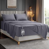 Parure de draps Queen Size à poches extra profondes, convient aux matelas jusqu'à 21 pouces, rafraîchissante, douce et respirante, 4 pièces, gris