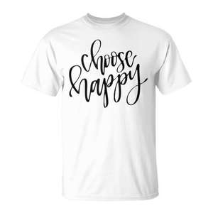 T-shirt inspirant avec citation Happy Quote, blanc, col rond, taille adulte unisexe - Product Image 2