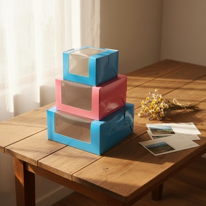 Sunshine Custom Logo Food Grade Art Paper Cupcake Gift Retail Box Personalized Cake Tarts <b>Boxes</b> With Insert PVC Window - Product Image 3