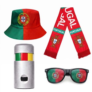4PCS 2026 World Soccer Cup Fan <b>Set</b> Portugal National Flag Bucket Hat Scarf Sunglasses Face <b>Paint</b> Stick Football Souvenirs Kit - Product Image 1
