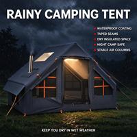 Tente de glamping gonflable 4 saisons robuste en Oxford 300D imperméable avec poteaux pneumatiques, fenêtres en maille et passe-tuyau de poêle