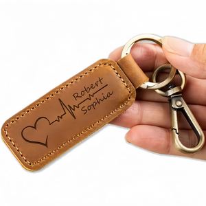 Personalized Leather Keychain, Custom Keychain with Name, Vintage Style, <b>Valentine</b> <b>Day</b> <b>Gifts</b> <b>for</b> Men, <b>Husband</b>, Boyfriend - Product Image 1