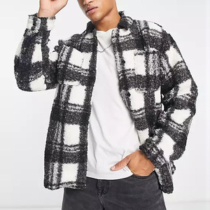 Hiver Poches poitrine Bouton pression surdimensionné Polaire à <span class=keywords><strong>carreaux</strong></span> Brog Overshirt Boys Jackets - Product Image 1